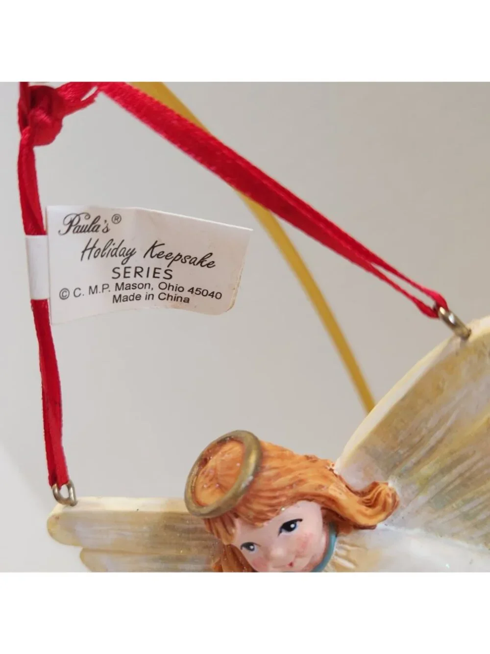 Christmas Angel Ornament With Blessings Scroll & Red Ribbon 4.5